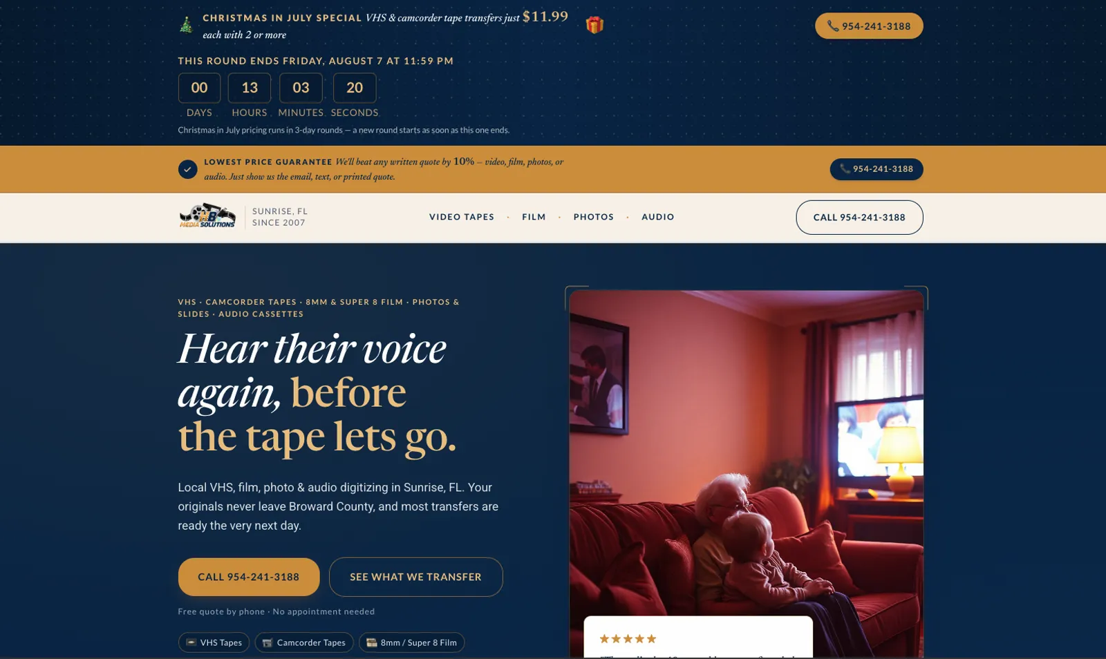 HB Media Solutions homepage with promotional countdown bar and editorial hero headline